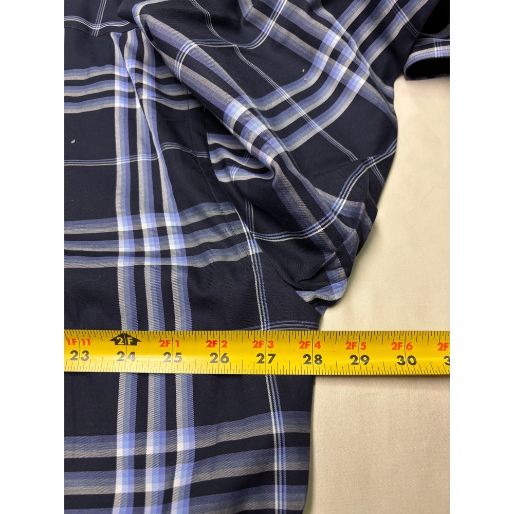 Burberry London Mens XXL Navy Blue Plaid Button Down Shirt Made in USA Cotton - Picture 9 of 11